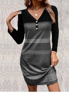 Women's Striped Printed Casual Dress