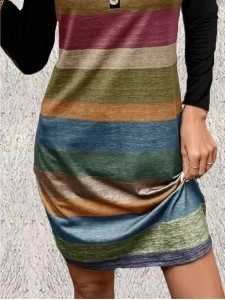 Women's Striped Printed Casual Dress