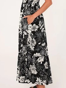 Women's suspender printed dress