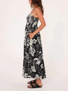 Women's suspender printed dress