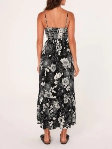 Women's suspender printed dress