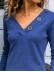 Women's T-Shirts Solid V-Neck Button Long Sleeve Casual T-Shirt