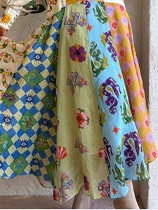 Women's Temperament Printed Lantern Sleeve Lapel Waist Long Sleeve Dresses