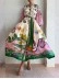 Women's Temperament Printed Lantern Sleeve Lapel Waist Long Sleeve Dresses