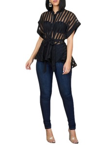 Women's transparent striped top