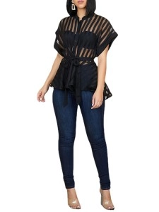 Women's transparent striped top