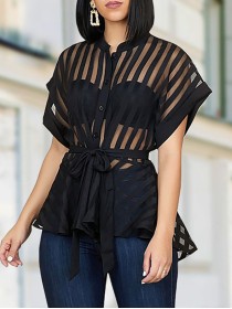 Women's transparent striped top
