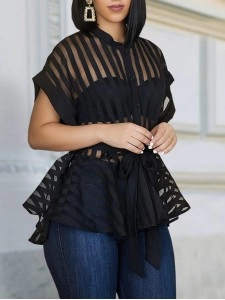 Women's transparent striped top