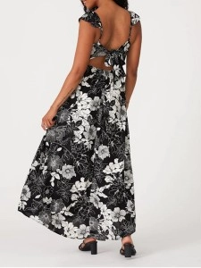 Women's V-neck printed casual dress