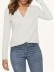 Women's V-neck pullover simple women's knit T-shirt top