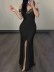 Women's v-neck Waist Split Pleated Dresses