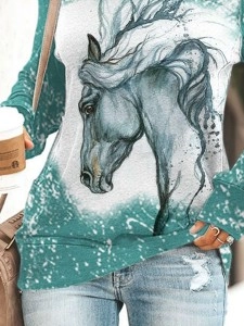 Women's Vintage Horse Print Sweatshirt