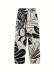 Women's vintage printed cotton and linen trousers