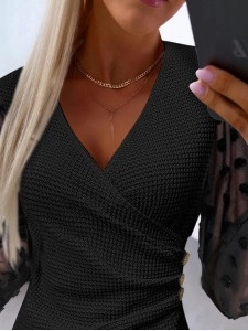 Women's Waffle Panel Mesh Top