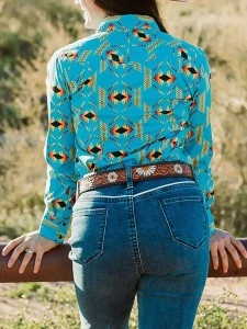 Women's Western Print Long Sleeve Shirt