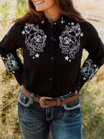 Women's Western Rose Print Shirt
