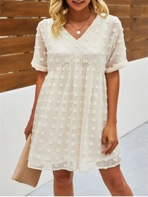 Women’s Short Sleeves V Neck Flowy Chiffon Mini Dress