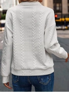 Zipper Solid Embossed Sweater